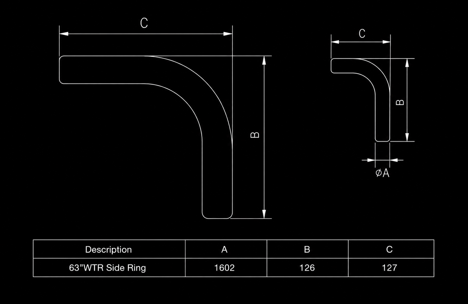 63" WTR SIDE RING dimensions